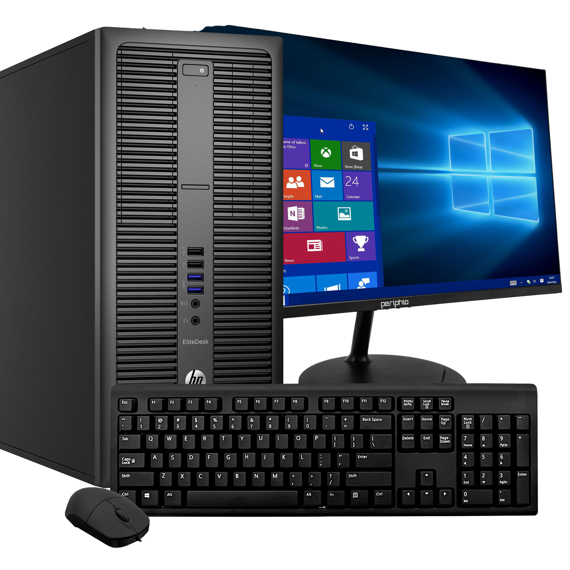 Refurbished Dell OptiPlex 3050 PC Bundle | New 24 inch Computer Monitor, Keyboard, Mouse | Intel Core i5 (7th Gen), Windows 10, WiFi