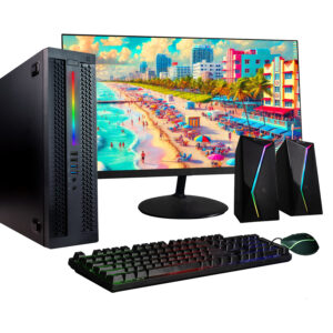 Refurbished HP ProDesk Desktop PC Bundle | Custom RGB | Ultra-Fast Intel Core i5 | 16GB RAM | 512GB SSD | 24” 1080P Monitor | RGB Speakers | WiFi + Bluetooth