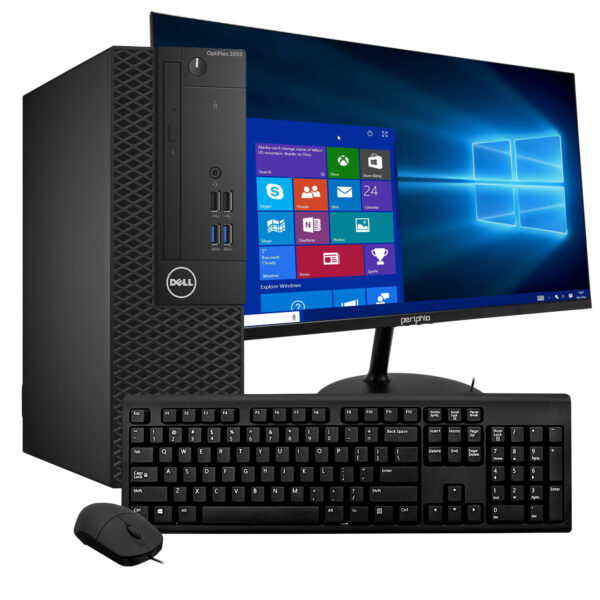 Refurbished Dell OptiPlex 3050 PC Bundle | New 24 inch Computer Monitor, Keyboard, Mouse | Intel Core i5 (7th Gen), Windows 10, WiFi
