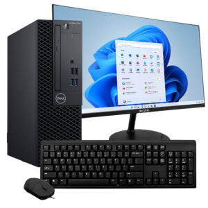 Refurbished Dell OptiPlex 3060 PC Bundle | New 24 inch Computer Monitor, Keyboard, Mouse | Intel Core i5 (8th Gen), Windows 11, WiFi