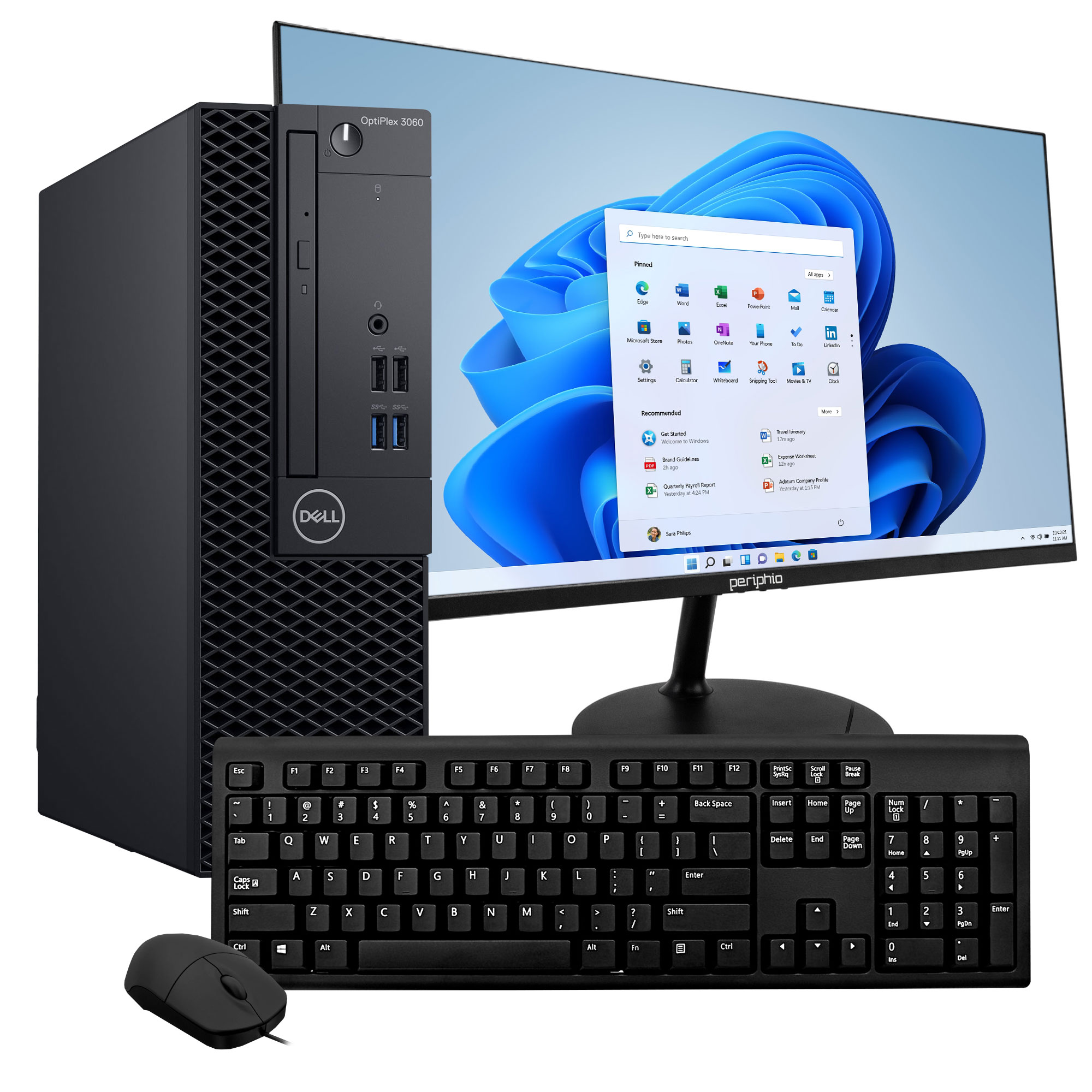 Refurbished Dell OptiPlex 3060 PC Bundle | New 24 inch Computer Monitor, Keyboard, Mouse | Intel Core i5 (8th Gen), Windows 11, WiFi