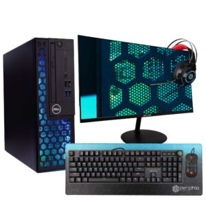 Refurbished  Custom Dell RGB Gaming Bundle | Intel i5 + NVIDIA GeForce GT1030 | 16GB DDR4 RAM | 1TB SSD | WiFi 6 & Bluetooth | New 24″ Monitor | Periphio RGB Keyboard, Mouse & Headset